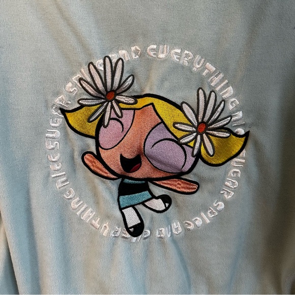 Dolls Kill X Powerpuff Girls Hoodie Zip Up Hooded Velour Sweatshirt Bubbles - Picture 9 of 10
